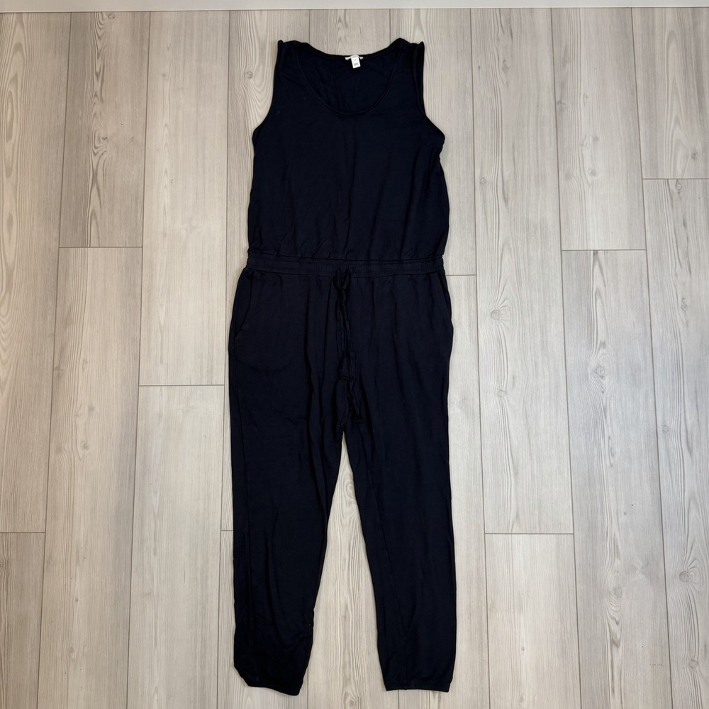 Daily Ritual Super Soft Terry Sleeveless Scoopneck Jumpsuit Navy Blue‎ XL